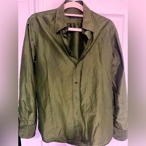 Men’s Prada button down shirt, Green and Black, size 40/15 3/4
